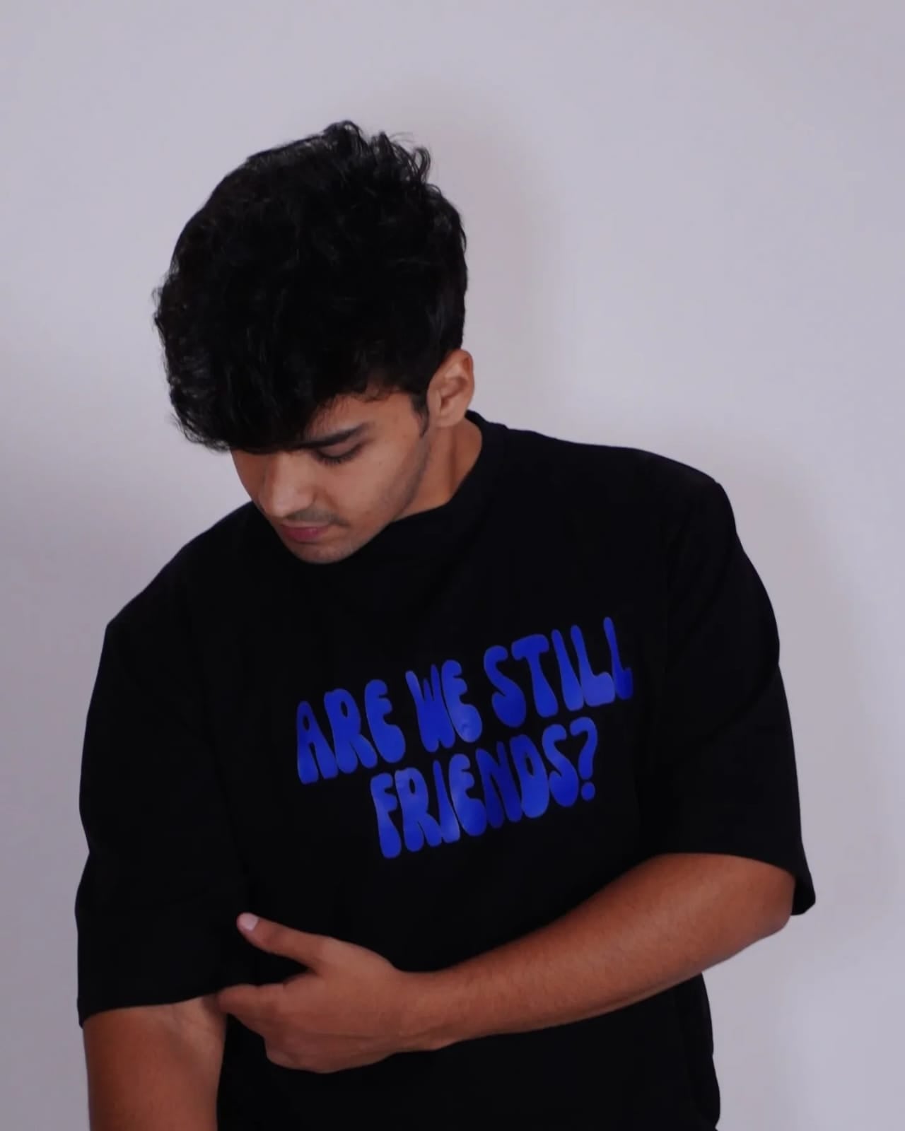 Are We Still friends - Black Baggy Oversized T shirt